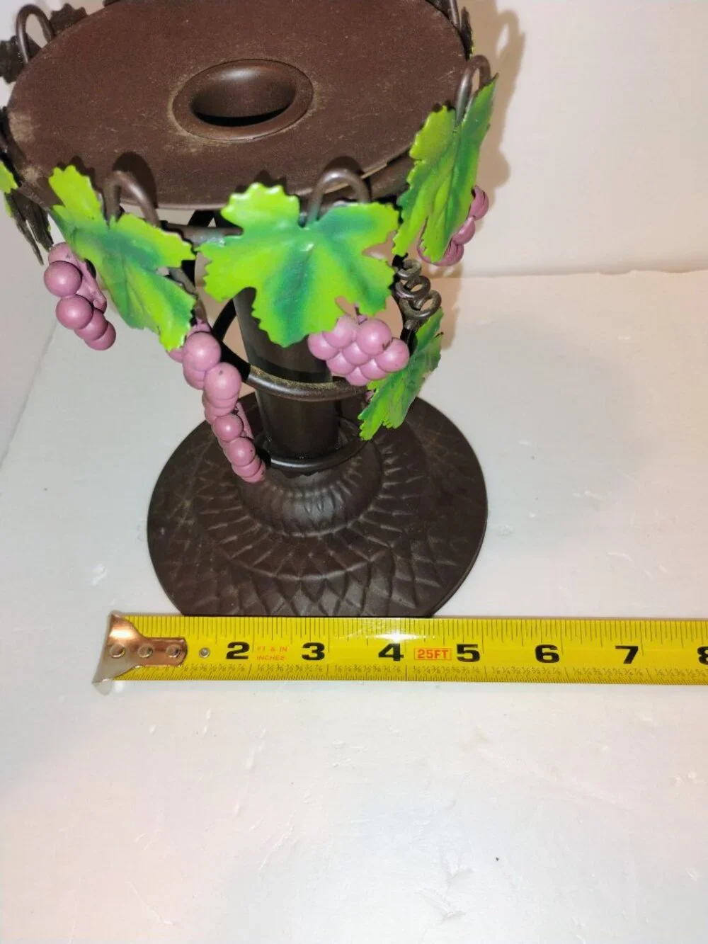 Metal grapes and leaves candleholder